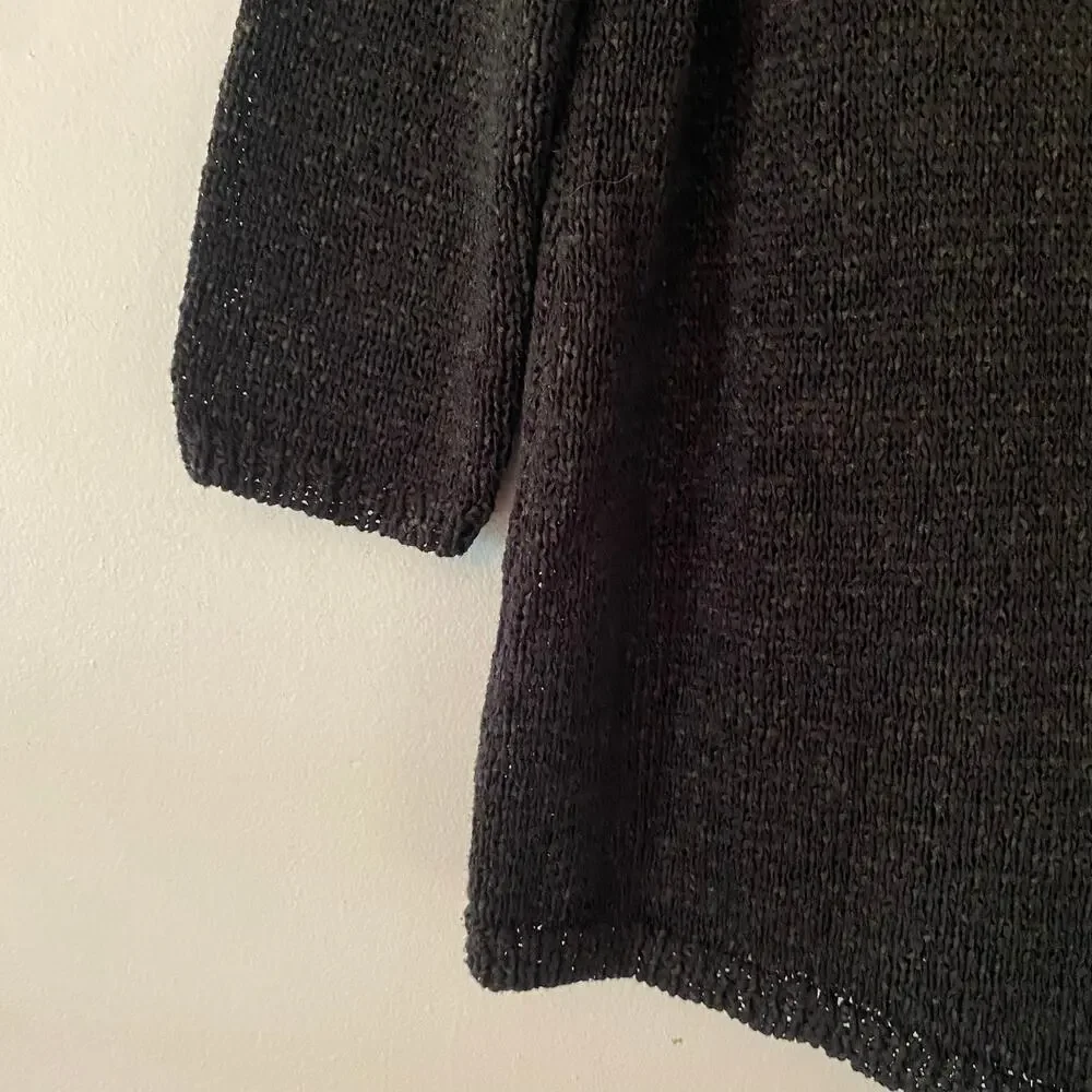 Chico's Black Knit Cotton Blend 3/4 Sleeve Sweater Minimalist Women's 2 / Large